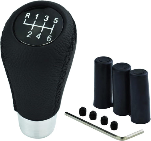 6 Speed Shift Knob Car Shifter Handle PU Leather Gear Stick Head for Most Manual Automatic Vehicles (Black Stitches)...