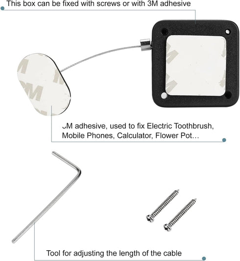 LORADAR Retractable Cable Lock with Double-Sided Adhesive, Remote Control Security Lock, Remote Control Anti-Lost Rope for TV, DVD, Hardware Cable...