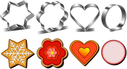Metal Cookie Cutters Set - Star Cookie Cutter Stainless Steel Round Biscuit Cutter Heart Small Star Cookie Cutters Mini Flower Molds Cutter for Ba...