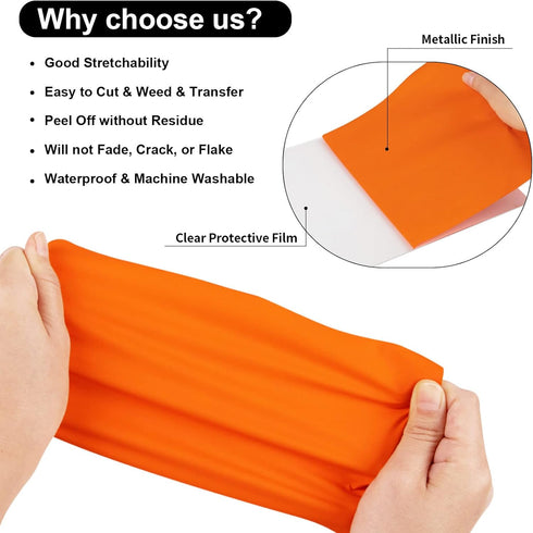 VINYL FROG Heat Transfer Vinyl Roll HTV Vinyl - 12" x5ft Orange Iron on Vinyl for T-Shirts, Heat Press Vinyl for Halloween DIY Craft Designs (Oran...