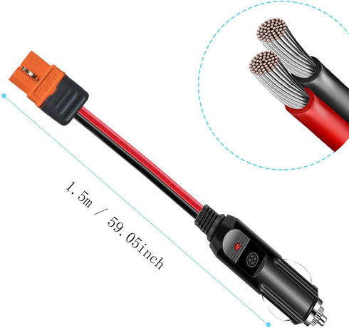 Car Cigarette Lighter to XT60i Solar Cable,XT60i-F Extension Cable 14AWG Car Charger 12V Cable Adapter Power Supply Compatible for Ecoflow Portabl...