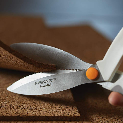 Fiskars SoftGrip PowerCut Fabric and Mixed Media Scissors - 8" Heavy Duty Scissors for Fabric, Cardboard, Cork, Decorative Metal and Foam Cutting ...