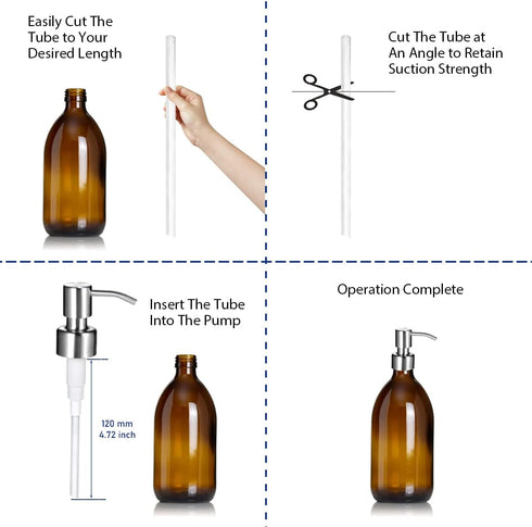 4PC Soap Dispenser Lids - Stainless Steel Replacement Pump -Waterproof Label Stickers 8 Pack Tubes Fit 28/400 Thread Neck Bottles,for Dish Soap,Lo...