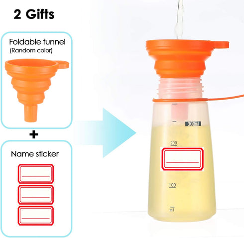 Condiment Squeeze Bottle Wide Mouth, 2 Pack 300ml Empty Reusable Squeeze Bottles for Honey,Batter,Catsup,Onion,Resin,Baking,Expoxy,Relish, BPA Fre...