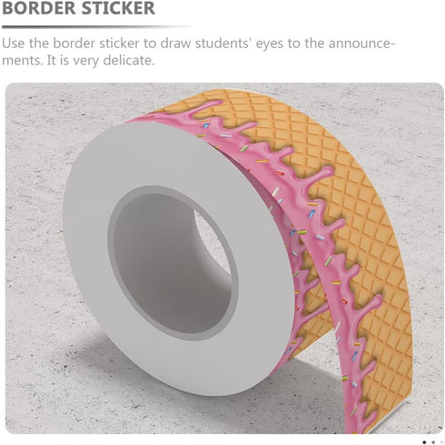 LUOZZY Bulletin Board Borders Ice Cream Board Borders Stickers Blackboard Board Border Stickers for School Classroom Offices...
