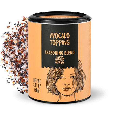 Just Spices Avocado Topping, 2.11 OZ I Spice mix for avocado I Also for refining bowls and salad I With black sesame, tomato and chilli, pyramid s...