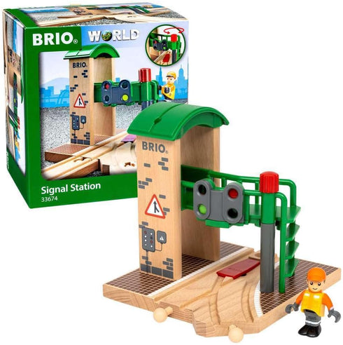 Brio World 33674 - Signal Station | 2-Piece Interactive Wooden Toy Train Accessory | Ideal for Kids Ages 3 and Up | FSC-Certified Wood...