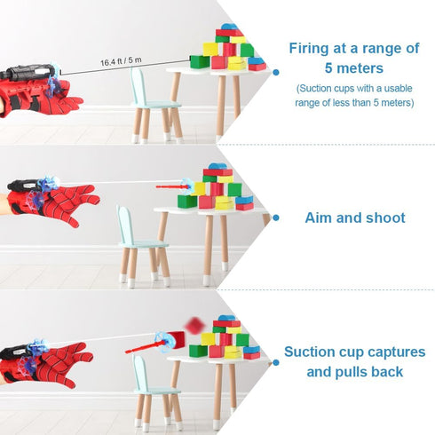 Spider Web Shooter, Superheroes Wrist Launcher Toy, Funny Children Educational Toys, Spider Gloves Man Cosplay Gift for Kids (Red)...