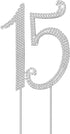 JANOU 15 Cake Topper Number 15 Crystal Rhinestones 15th Cake Decoration for Birthday Anniversary Party Decoration (Silver)...