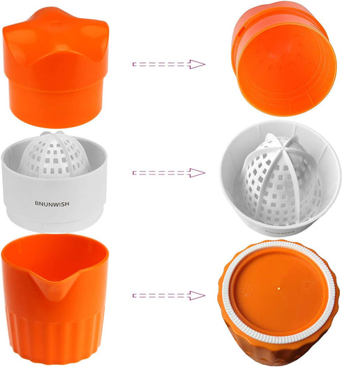 Hand Juicer Citrus Orange Squeezer Manual Lid Rotation Press Reamer for Lemon Lime Grapefruit with Strainer and Container, 2 Cups...