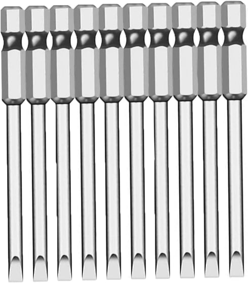 SL2.5 Slotted Screwdriver Bits, 1/4 Inch Hex Shank 2inch Length S2 Power Tool, Magnetic, Flat Head, 10Pcs...