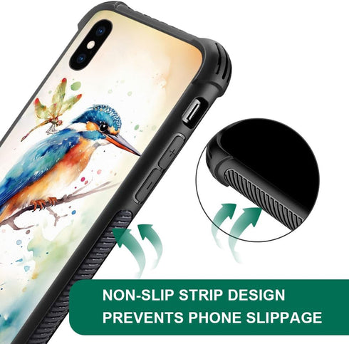 CARLOCA Compatible with iPhone XR Case, for Girls Women Boys Men Young,Watercolor Bird Dragonfly Pattern Design Shockproof Anti-Scratch Case for i...