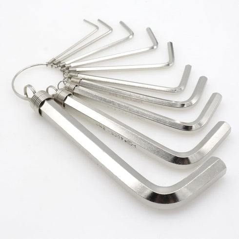 10pcs Silver Allen Wrenches Set, 1.5-10 mm Hex Key Key Chain Set, Portable L Shape Bike Allen Wrench Repair Tool...