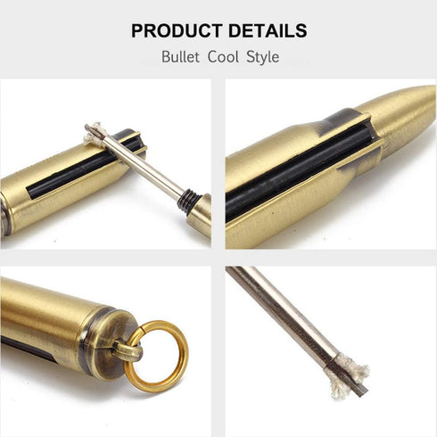 Keychain Matchstick Fire Starters, Waterproof Permanent Metal Match with Flint Matchstick, Portable Kerosene Refillable Lighter for Emergency Surv...