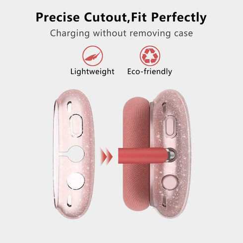 for AirPods Max Case Clear Pink Glitter,Clear Case for Airpods Max Case Cover,Shockproof Anti-Scratch Soft TPU Protective Case No-Yellowing Access...