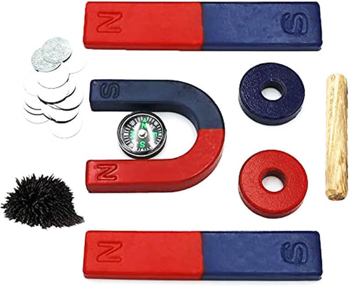 Physics Science Magnets Kit for Education Science Experiment Tools Icluding Bar/Ring/Horseshoe/Compass Magnets...