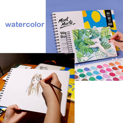Watercolor Spiral Notebook A5 Painting Paper 30 Sheet Blank Sketchbook Professional Watercolor Card Paper for Artist Student Hardcover Journal wit...