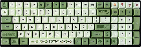 BOYI Matcha Custom 124 Key PBT Dye-Sublimated Keycaps,XDA Profile Matcha Green Tea English keycap Full Set for Cherry MX Switches,Universal Compat...