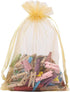 HRX Package 100pcs Gold Organza Gift Bags, 4 x 6 inch Candy Mesh Drawstring Favor Bags Jewelry Pouches for Christmas Wedding Party...