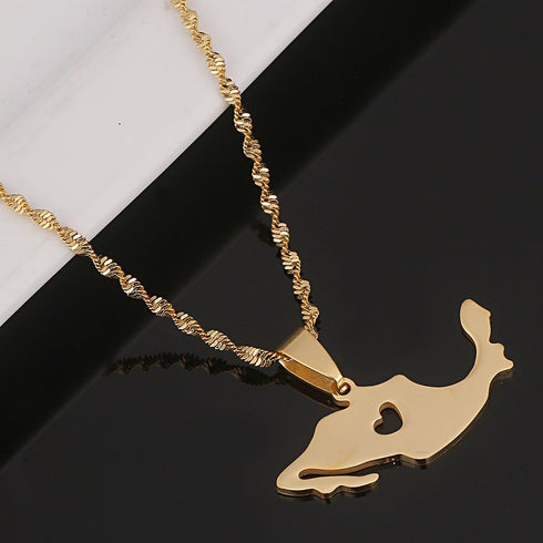 Stainless Steel Mexico Map Pendant Necklace Gold Color Mexican Jewelry Maps Mexicanos...