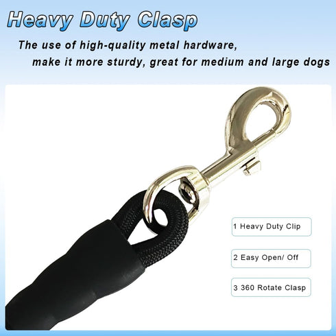 18 Inch Short Dog Leash + Traffic Pet Lead, Strong Nylon + Padded Handle + Well Made Clasp, Great for Medium and Large Dogs Training Walking (Blac...