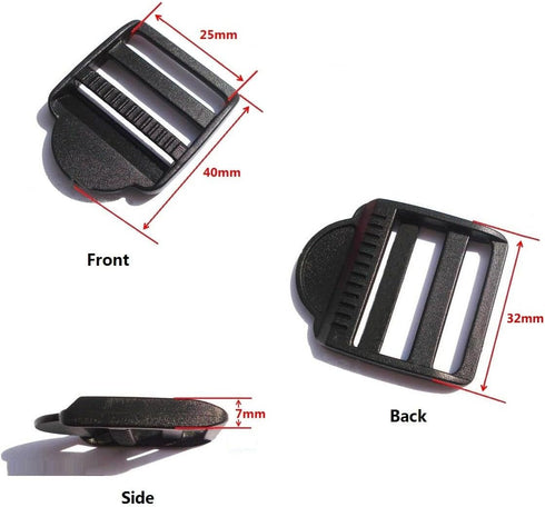 60 Pcs 1" (25mm) Plastic Tension Locks Triglide Buckles for Belt Backpack Camping Bag Belt Suitcase (Black)...