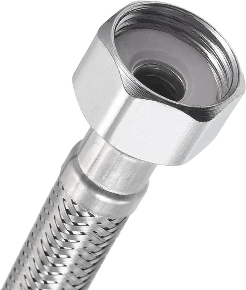 uxcell Faucet Supply Line Connector, 5pcs G1/2 Female x G1/2 Female 8 Inch Long Braided 304 Stainless Steel Water Supply Hose, Silver Tone...