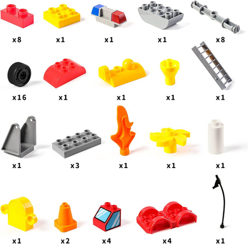 67 Pcs Fire Rescue Vehicles Building Blocks Set,4 Different Mini Fire Rescue Cars,4 In 1 Fire Truck Building Toy,Robot Brick Set for Goodie Bags,P...