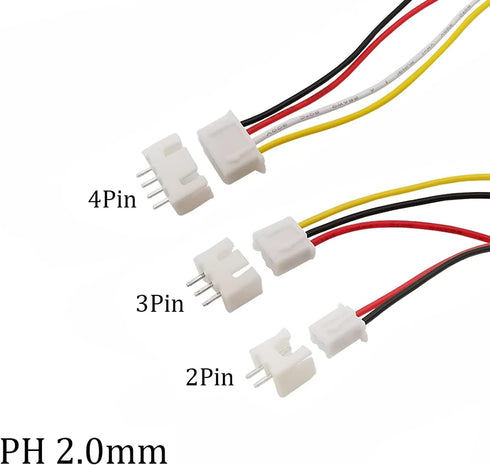 450Pcs 2.0mm JST-PH Connector Kit with 2.0mm Female Pin Header 2/3/4 Pin Housing Connector Adapter Plug Terminal Kit...