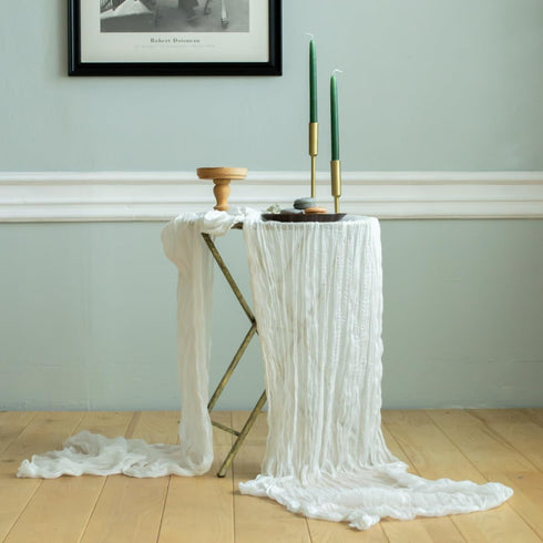 White Gauze Table Runner Cotton Wedding Decorations Rustic Cheesecloth Table Runner Cheese cloth Fabric Bulk for white party décor, bohemian table...