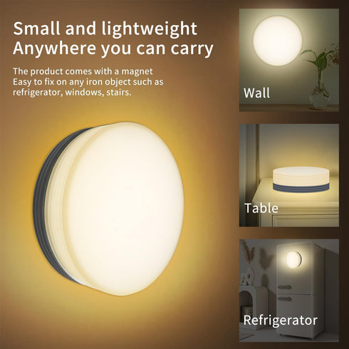 Portable LED Desk Lamp, Rotating Adjustable Brightness Wireless Desk Lamp, Puck Lights Rechargeable Battery Powered Magnetic Top Lamp, Suitable fo...
