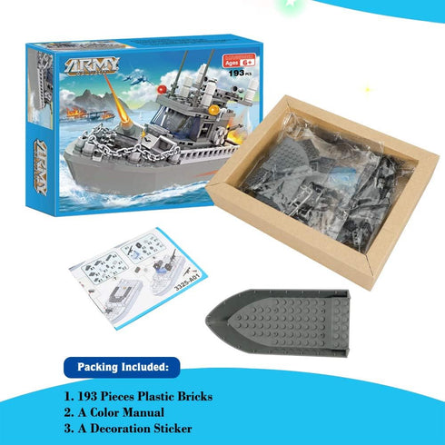 Army Toys Battleship Building Blocks Coast Guard Warship with Solid Hull and Deck Building Set Fun Preschool Educational toys for Boys and Girls 6...