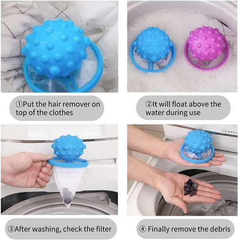 Pet Hair Remover for Laundry, Washing Machine Hair Filter Washer, Reusable Hair Catcher Laundry Float Lint Trap Mesh Bag, Portable Hair Remover Wa...