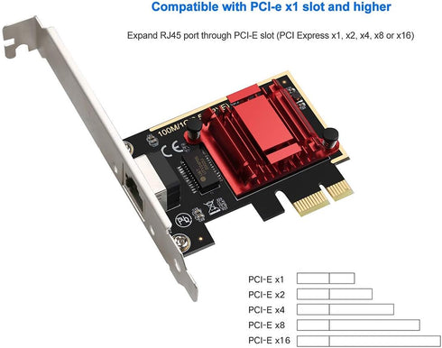 2.5GBase-T PCIe Network Adapter RTL8125B 2500/1000/100Mbps PCI Express Gigabit Ethernet Card RJ45 LAN Controller Support PXE for Windows/Linux/MAC...