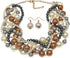 Womens Multi strand Chunky Statement Pearl Necklace Choker for Women Bride Wedding Jewelry set...