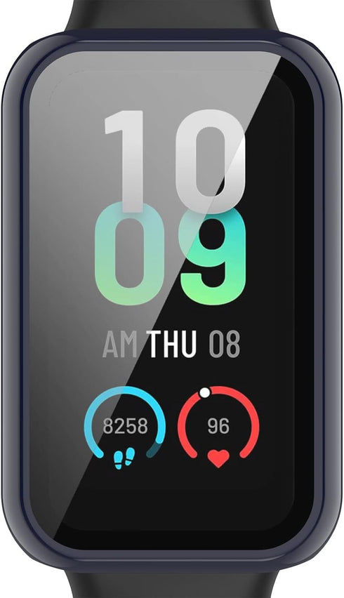 Case Compatible for Amazfit Band 7 Frame PC Protective Cover with Tempered Glass Film for Amazfit Band 7 Smartwatch Screen Protectors Accessories ...