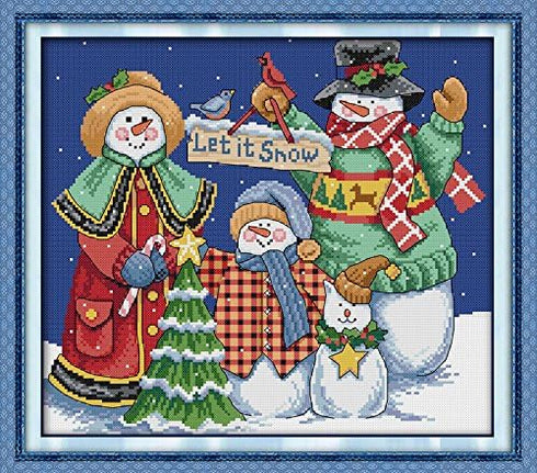 Benway Counted Cross Stitch Christmas Snowman Let It Snow 40x37CM...