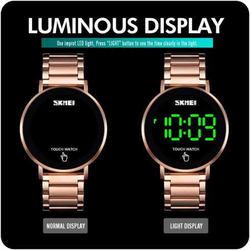 Gosasa Touch Screen Digital LED Waterproof Men Womens Sport Casual Stainless Steel Wrist Watch...