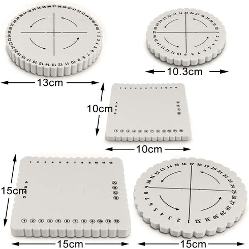 BILLIOTEAM 5 Pieces Braiding Disk Round Square Kumihimo Beading Cord Disc Braiding Braided Plate DIY Bracelet Loom Weaving Board (Round/Square Pla...