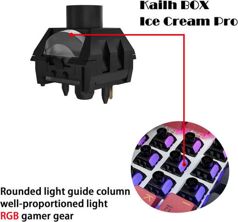 Kailh Box Ice Cream Pro Keyboard Switches,Dark Chocolate Pre-Lubed Linear 5-pin 55gf RGB All POM Switch for Mechanical Keyboard(Dark Chocolate 45P...