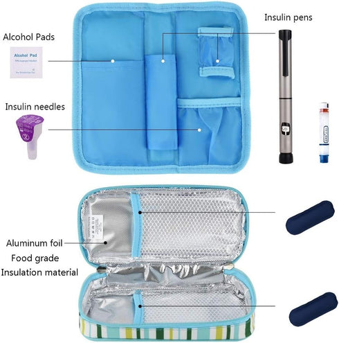 Goldwheat Insulin Cooler Travel Case Diabetic Medication Organizer Medical Cooler Bag with 2 Ice Pack Waterproof and Insulation Liner, Light Blue...