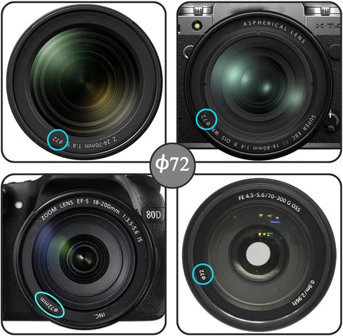 72mm Lens Cap for NIKKOR Z 24-70mm f/4 S Lens for Nikon Z7 Z6 Camera, 72mm Snap-on Lens Cap for Fuji XF16-80mm f/4 R OIS Lens for Fuji X-T4 X-T3 C...