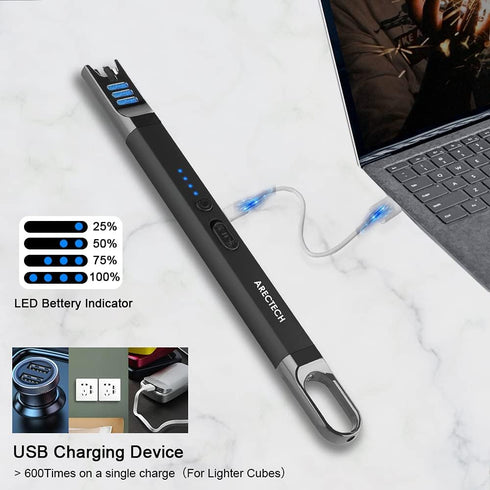 ARECTECH Lighter Electric Lighter Candle Lighter Rechargeable USB Lighter Long Gill Lighter for Candle Cooking Camping BBQs Fireworks Black...