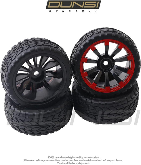 4Pcs Hex Wheel Rims Rubber Tires Set 12mm OD 2.55" Compatible with 1/10 RC On-Road Touring Dri-ft Car H-S-P Red-cat H-P-I Tami-ya Hex Wheel Rims R...