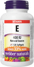 Webber Naturals Vitamin E Natural Source Softgel, 400 IU-120 Softgels...