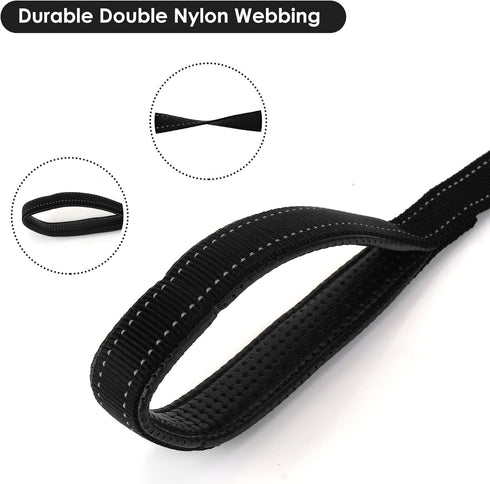 Short Dog Leash with Padded Handle, Double Webbing Nylon Reflective Pet Leashes Pet Leash for Walking Training (Black)...