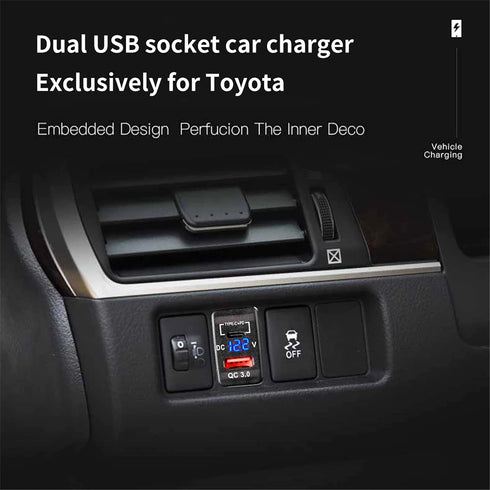 Cllena Quick Charge 3.0 & PD USB C Dual USB Port Charger Socket Power Adapter for Toyota...