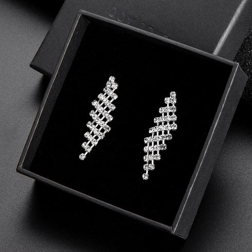 Simple Crystal Rhinestones Bridal Necklace Earrings Set Jewelry Set for Women Necklace Dangle Earrings Set Wedding Party Jewelry for Bridal Brides...