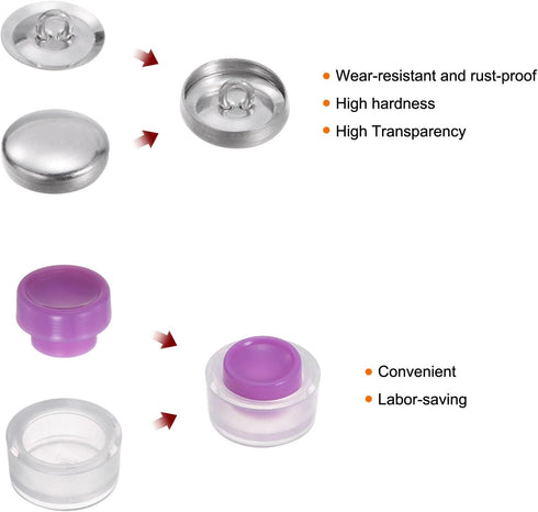 HARFINGTON 300 Sets Self Cover Button Kit 24L 0.6" 15mm with Wire Backs Aluminum Buttons to Cover Fabric Button Maker Covered Buttons Kit with 4 T...