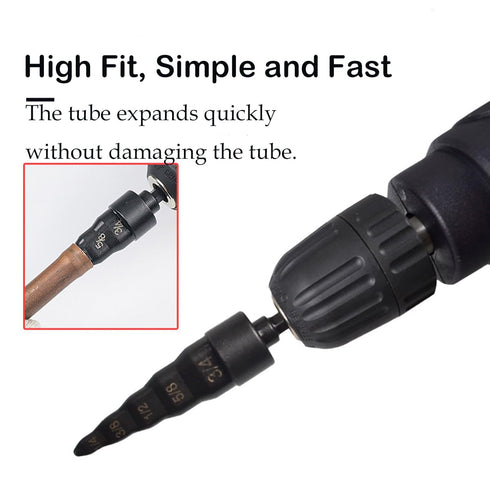 HVAC Repair Tool?5-in-1 Air Conditioning Copper Pipe Expansion Swaging Drill Bit Set.Contains Five Sizes of Drill Bits: 1/4, 3/8, 1/2, 5/8, 3/4., ...